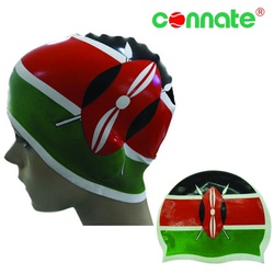 Connate Swim Cap Silicone Kenya Flag Big Shield