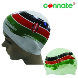 Connate Swim Cap Silicone Kenya Flag Small Shield