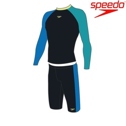 Speedo Swim suit colourblock rash top & jammer set